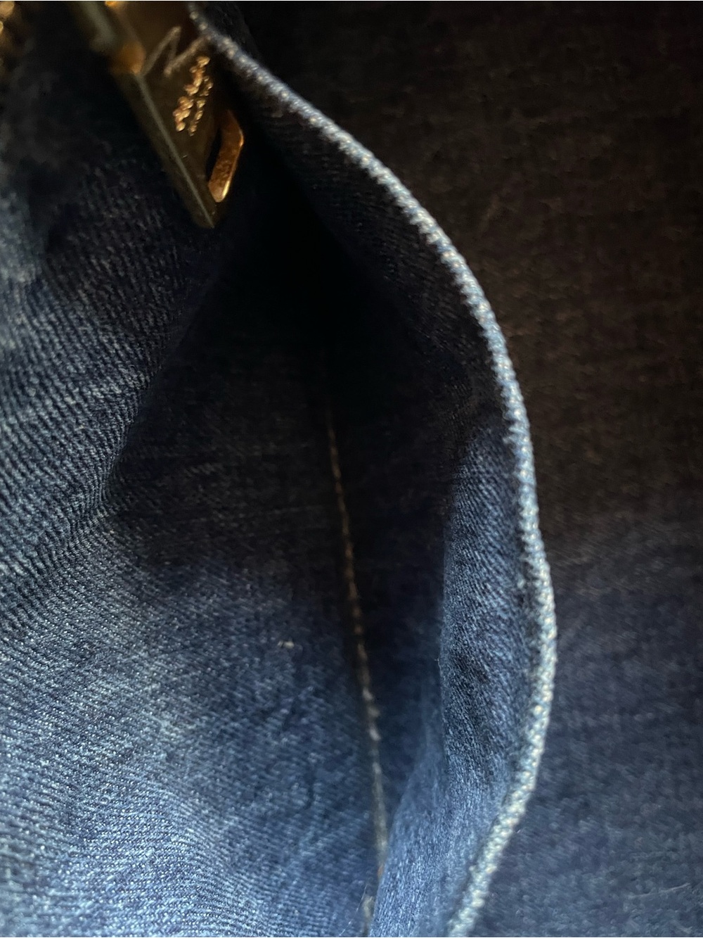 Prada Distressed Denim Canapa Tote Bag - Small Dark Blue with Black Logo - Picture 7 of 14